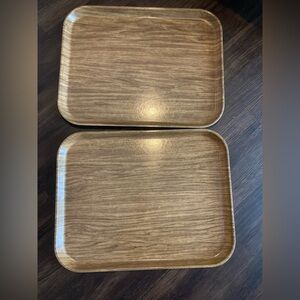 Silite vintage Set of 2 Wood-Grain Serving Trays